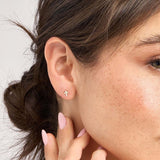 14K Gold Mini Diamond Cross Stud Earrings