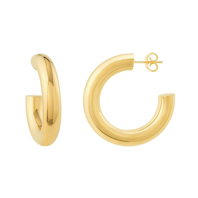 14K Gold 6MM Polished Hoop Earrings