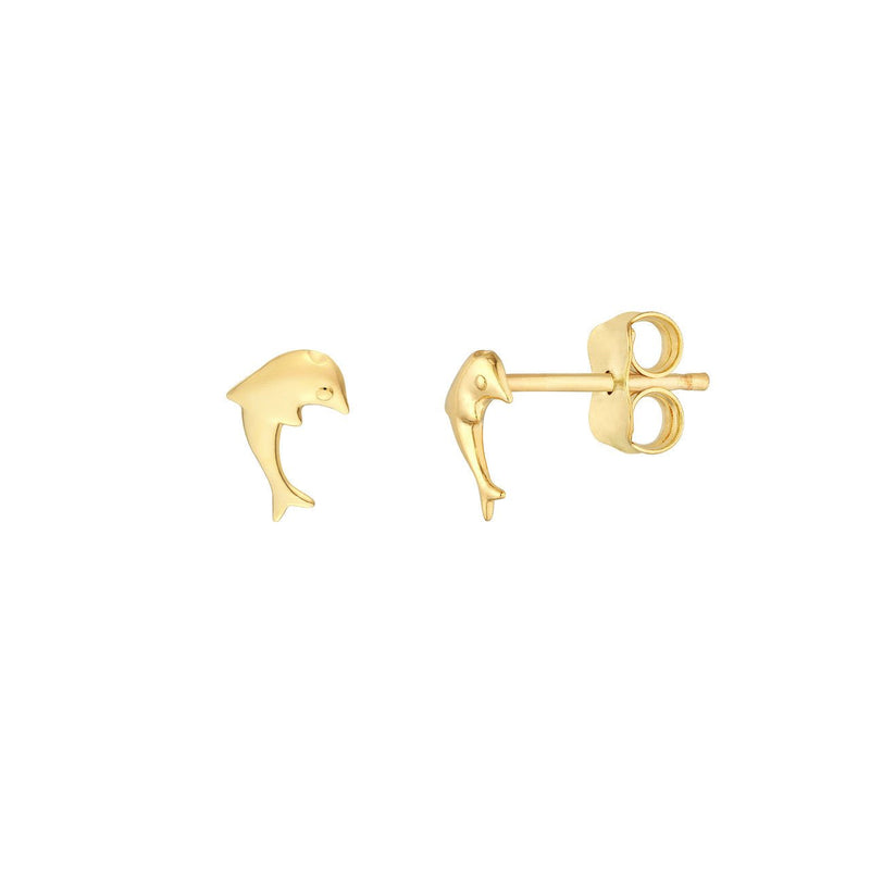 14K Gold Dolphin Stud Earrings