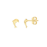 14K Gold Dolphin Stud Earrings