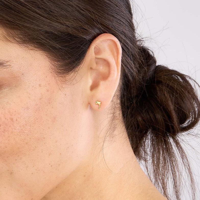 14K Gold Dolphin Stud Earrings