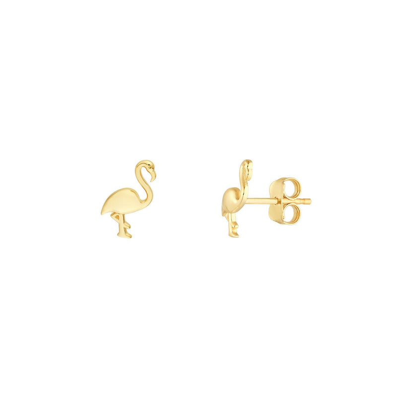 14K Gold Flamingo Stud Earrings