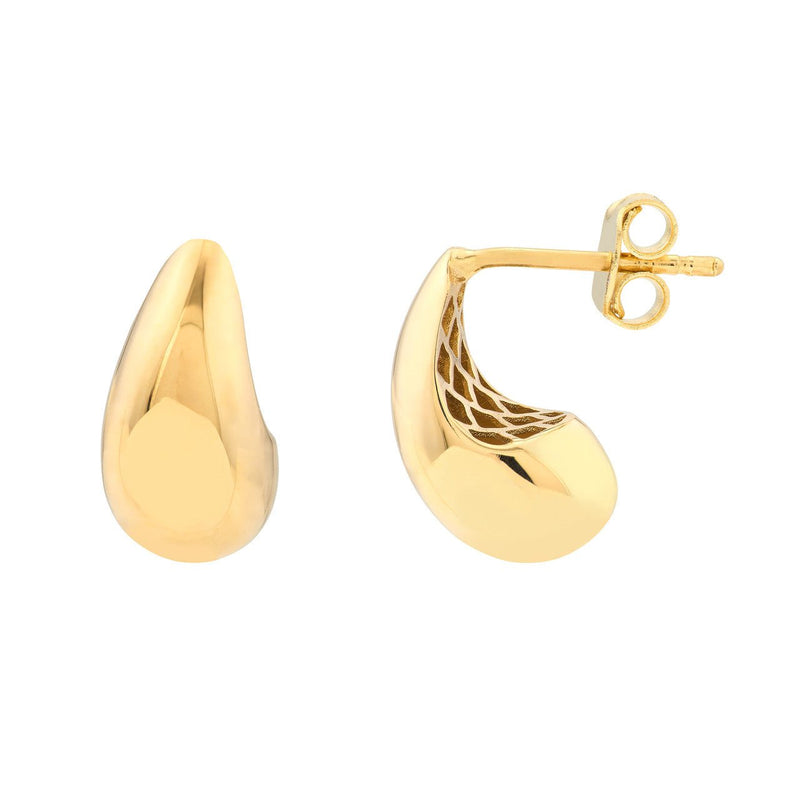 14K Gold Small Teardrop Dome Earrings