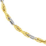 14K Two Tone Gold Mixed Rope Chain Necklace