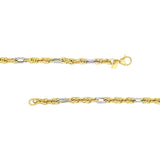 14K Two Tone Gold Mixed Rope Chain Necklace