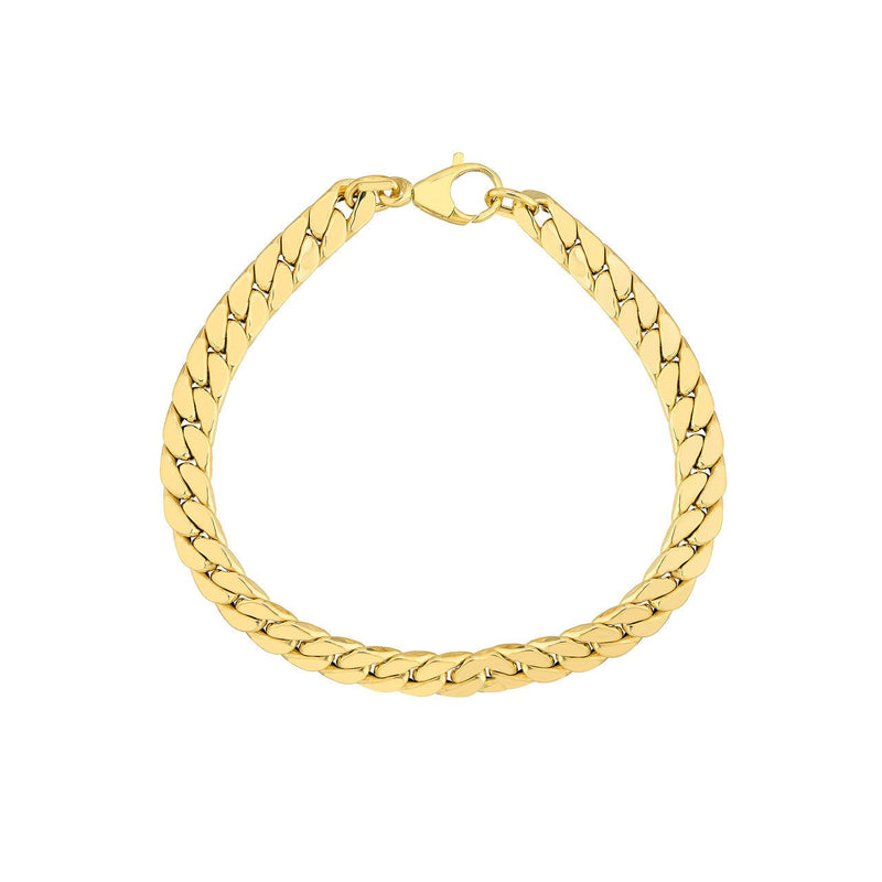 14K Gold Flat Curb Chain Bracelet