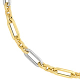 14K Two Tone 3+1 Brush Polished Paper Clip Chain Necklace