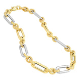 14K Two Tone 3+1 Brush Polished Paper Clip Chain Necklace