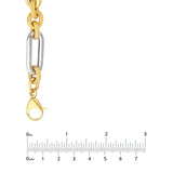 14K Two Tone 3+1 Brush Polished Paper Clip Chain Necklace