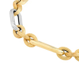 14K Two Tone 3+1 Brush Polished Paper Clip Chain Bracelet