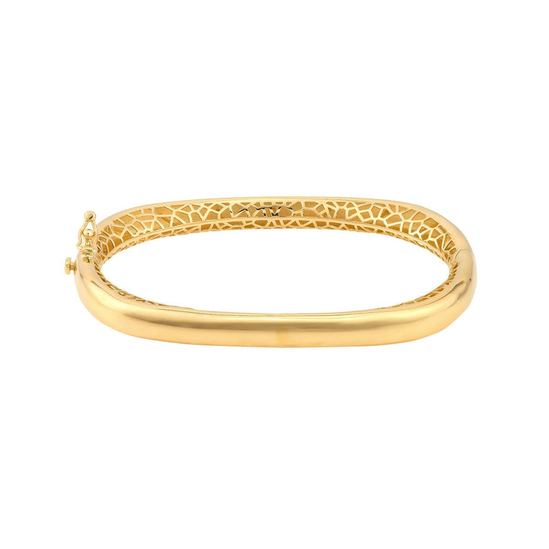 14K Gold Polished Semi Round Bangle