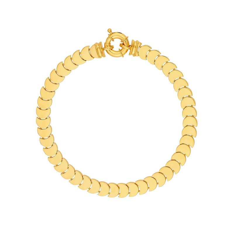 14K Gold Crescent Link Bracelet