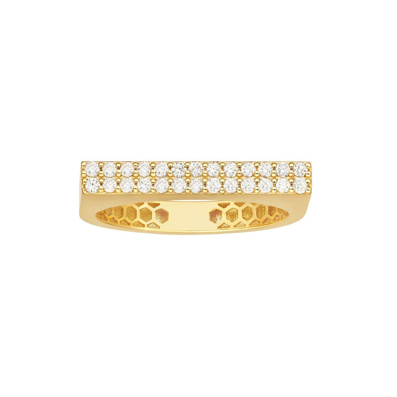14K Gold Diamond Bar Ring
