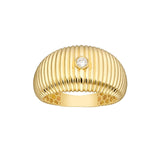 14K Gold Ribbed Bezel Diamond Band