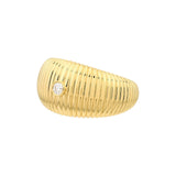14K Gold Ribbed Bezel Diamond Band