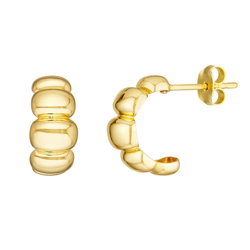 14K Gold Puffy Half Hoop Earrings