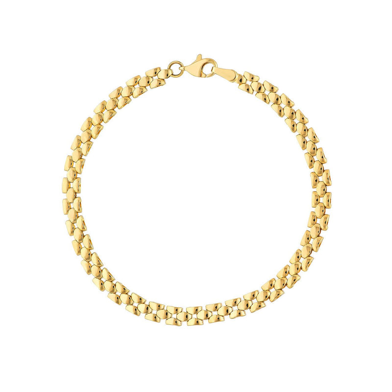 14K Gold Square 2+1 Link Chain Bracelet