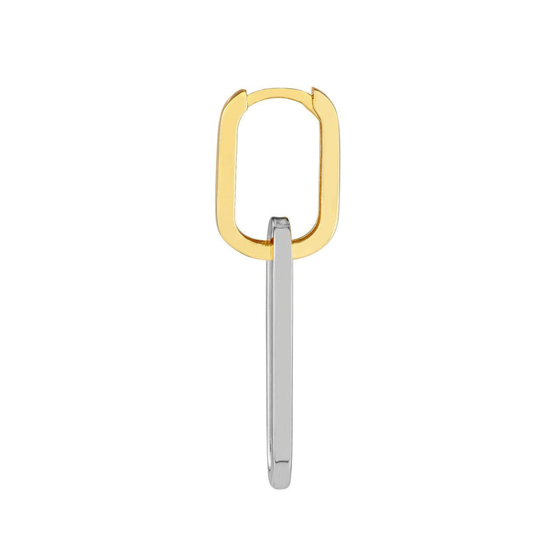 14K Two Tone Gold Paper Clip Drop Earrings