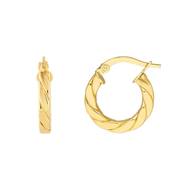 14K Gold 10MM Squared Twist Hoop Earrings
