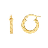 14K Gold 10MM Squared Twist Hoop Earrings