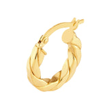14K Gold 10MM Squared Twist Hoop Earrings