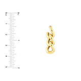 14K Gold Triple Curb Link Dangle Earrings