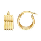 14K Gold Small Ribbed Hoop Earrings