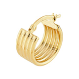 14K Gold Small Ribbed Hoop Earrings