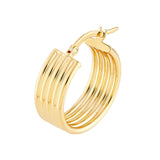 14K Gold Ribbed Hoop Earrings