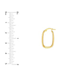 14K Gold Ribbed Oval Hoop Earrings