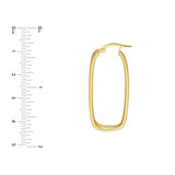 14K Gold Long Ribbed Oval Hoop Earrings