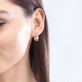 14K Tri Color Gold 10MM Round Triple Hoop Earrings