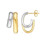 14K Two-Tone Gold Side by Side Open Earrings