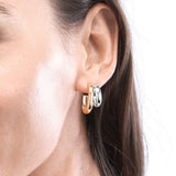 14K Two-Tone Gold Side by Side Open Earrings