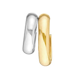 14K Two-Tone Gold Side by Side Open D-Shape Earrings