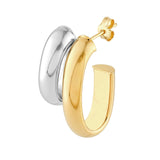 14K Two-Tone Gold Side by Side Open D-Shape Earrings