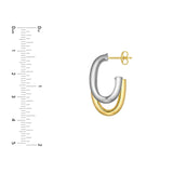 14K Two-Tone Gold Side by Side Open D-Shape Earrings