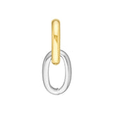 14K Two-Tone Gold Oval Dangle Hoop Earrings