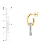 14K Two-Tone Gold Oval Dangle Hoop Earrings