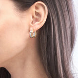 14K Tri Color Gold Triple Hoop Earrings