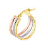14K Tri Color Gold Triple Hoop Earrings