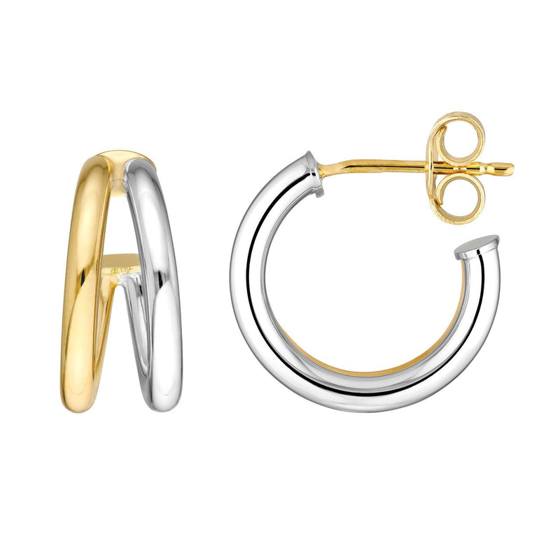 14K Two-Tone Gold 10MM Double Hoop Earrings