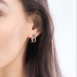 14K Two-Tone Gold 10MM Double Hoop Earrings