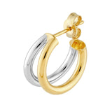 14K Two-Tone Gold 10MM Double Hoop Earrings