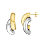 14K Two-Tone Gold Side by Side Gold Half-Circle Open Earrings
