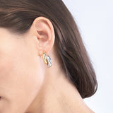 14K Two-Tone Gold Side by Side Gold Half-Circle Open Earrings