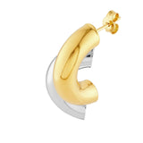 14K Two-Tone Gold Side by Side Gold Half-Circle Open Earrings