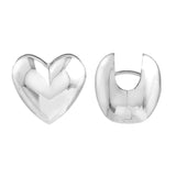 Sterling Silver Puff Heart Hoop Earrings