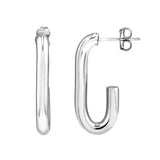 Sterling Silver Open Long Hoop Earrings