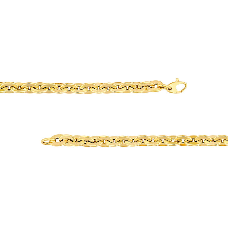 14K Gold Hollow Oval Link Chain Bracelet